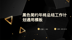 黑色简约年终总结工作计划通用模板风格PPT生成